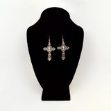 Gothic Skull on Filigree Cross Silver Pewter Earrings #1005