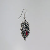 Gothic Spider with Red Stone Body In Thorns Dangle Earrings #1008