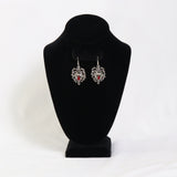 Gothic Spider with Red Stone Body In Thorns Dangle Earrings #1008