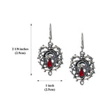Gothic Spider with Red Stone Body In Thorns Dangle Earrings #1008