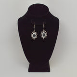 Gothic Black Rose Cameo Dangle Earrings In Thorns with Black Bead #1011BW