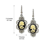 Gothic Lolita Skull Cameo Dangle Earrings Ivory on Black #1014I