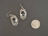 Gothic Lolita Skull Cameo Black on White Small Pewter Earrings #1024BW
