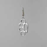 Brass Knuckles Polished Silver Finish Pewter Earrings #1026