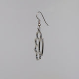Brass Knuckles Polished Silver Finish Pewter Earrings #1026