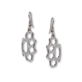 Brass Knuckles Polished Silver Finish Pewter Earrings #1026