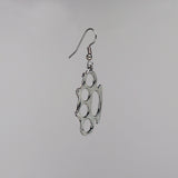 Brass Knuckles Polished Silver Finish Pewter Earrings #1026
