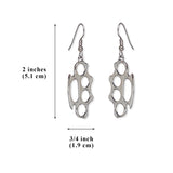 Brass Knuckles Polished Silver Finish Pewter Earrings #1026