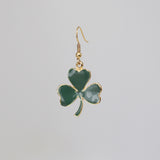Irish Shamrock 24K Gold Finish Dangle Earrings Green Enamel St Patricks Day Sports Memorabilia #1037G