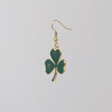 Irish Shamrock 24K Gold Finish Dangle Earrings Green Enamel St Patricks Day Sports Memorabilia #1037G