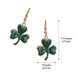 Irish Shamrock 24K Gold Finish Dangle Earrings Green Enamel St Patricks Day Sports Memorabilia #1037G