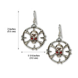 Gothic Skull and Crossbones with Red Crystal Eyes Dangle Earrings #1046