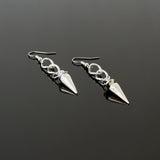 Punk Rock Hip Hop Spike and Chain Dangle Earrings Silver Finish Pewter #1055