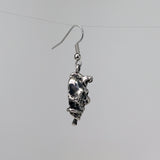 Gothic Skull with Snake Antiqued Silver Finish Dangle Earrings #506