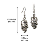 Gothic Skull with Snake Antiqued Silver Finish Dangle Earrings #506