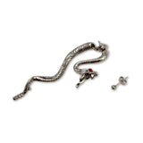 Hissing Snake Post Earrings with Red Crystal Eyes Silver Finish Pewter #852