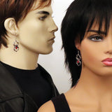 Gothic Spider with Red Stone Body Silver Pewter Earrings #952R