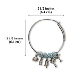 Paradise Parrot Head Wire Bracelet with Five Charms and Blue Beads B-JBBR