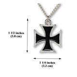 Maltese Cross Surfers Cross Silver and Black Pewter Pendant Necklace NK-1334