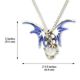 Mystical Blue Dragon with Clear Crystal Ball Pendant Necklace NK-136CL