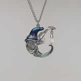 Wizard Holding Clear Faceted Crystal Pendant Necklace NK-138