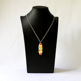 Skateboard with Peace Sign Red and Yellow Swirls Hand Painted Enamel On Pewter Pendant Necklace NK-157-5