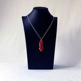 Skateboard with Maltese Cross Red and Black Enamel On Pewter Pendant Necklace NK-161-7