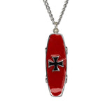 Skateboard with Maltese Cross Red and Black Enamel On Pewter Pendant Necklace NK-161-7