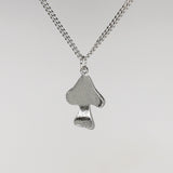 Mushroom with Peace Sign and Black Enamel Accent Silver Pewter Pendant Necklace NK-172