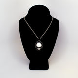 Alien Head with Black Enamel Accents Pewter Pendant Necklace NK-249B