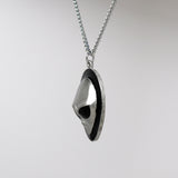 Alien Head with Black Enamel Accents Pewter Pendant Necklace NK-249B