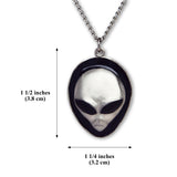 Alien Head with Black Enamel Accents Pewter Pendant Necklace NK-249B