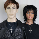 Gothic Demon Head Tri Axe with Red Crystals Medieval Renaissance Pendant Necklace NK-339