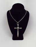 Gothic Skull on Sword Crossbones with Red Crystal Medieval Renaissance Pendant Necklace  NK-341
