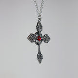 Gothic Cross with Red Stone Medieval Renaissance Pendant Necklace NK-366
