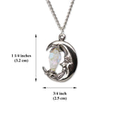 Mystical Moon with Clear Faceted Crystal Pewter Pendant Necklace NK-416