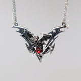 Gothic Dark Angel Skeleton on Tribal Chevron Pewter Pendant Necklace NK-429