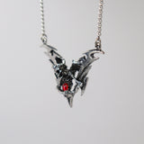 Gothic Dark Angel Skeleton on Tribal Chevron Pewter Pendant Necklace NK-429