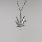 Marijuana Pot Leaf Antique Silver Pewter Pendant Necklace NK-48