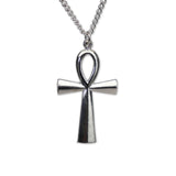 Anhk Cross Polished Silver Pewter Pendant Necklace NK-50