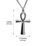 Anhk Cross Polished Silver Pewter Pendant Necklace NK-50