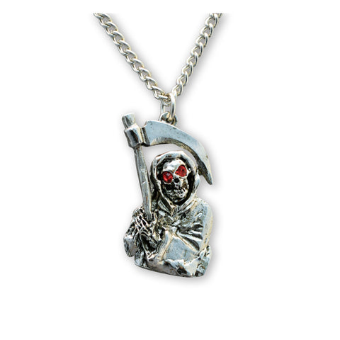 Grim Reaper with Red Crystal Eyes Pendant Necklace NK-541