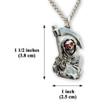 Grim Reaper with Red Crystal Eyes Pendant Necklace NK-541