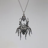 Gothic Spider with Captured Skull Silver Pewter Pendant Necklace NK-54