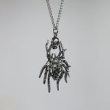 Gothic Spider with Captured Skull Silver Pewter Pendant Necklace NK-54