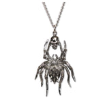 Gothic Spider with Captured Skull Silver Pewter Pendant Necklace NK-54