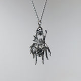 Gothic Spider with Captured Skull Silver Pewter Pendant Necklace NK-54