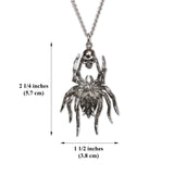 Gothic Spider with Captured Skull Silver Pewter Pendant Necklace NK-54