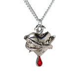 Bleeding Heart Silver Finish Wrapped in Thorns with Red Crystal Pendant Necklace  NK-556S