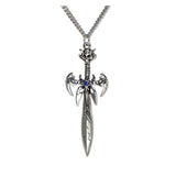 Gothic Etched Sword with Skull Medieval Renaissance Pendant Necklace NK-558